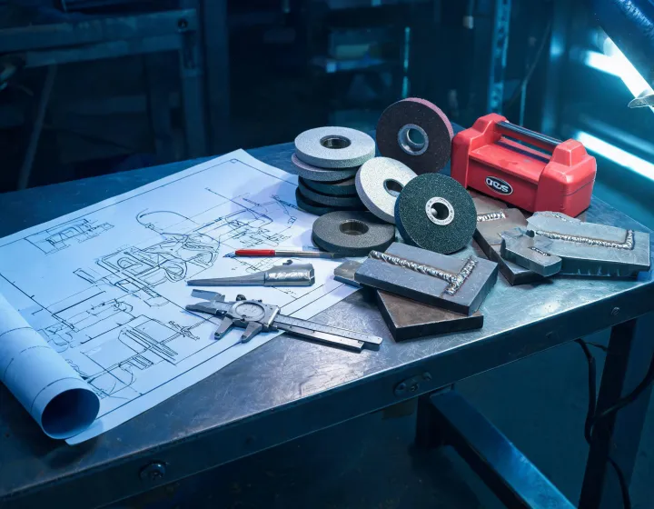 OTC Tools engineering blueprint and abrasive test bench